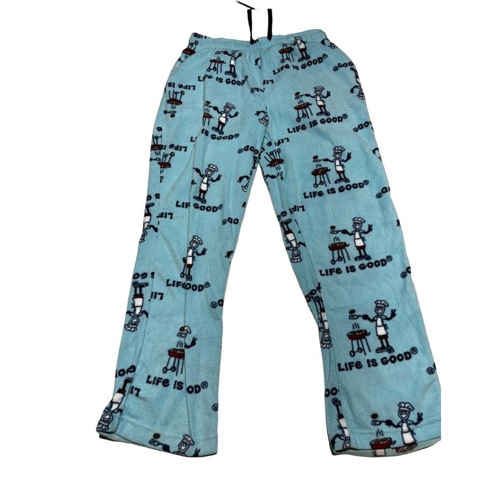 Life Is Good Mens Fleece Pajama Pants Blue Size Medium